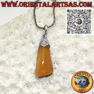 Ciondolo in ambra baltica naturale burattata con gancio in argento 925