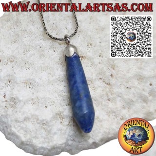 Anhänger mit spitzem natürlichem Lapislazuli und silberner Kappe