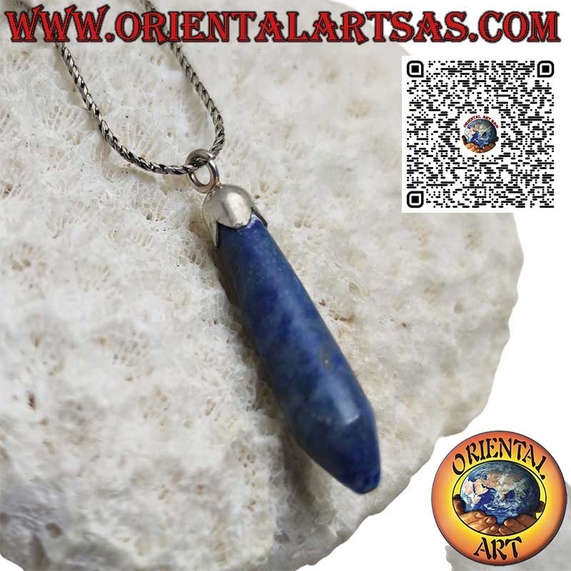 Pendant with pointed natural lapis lazuli and silver cap