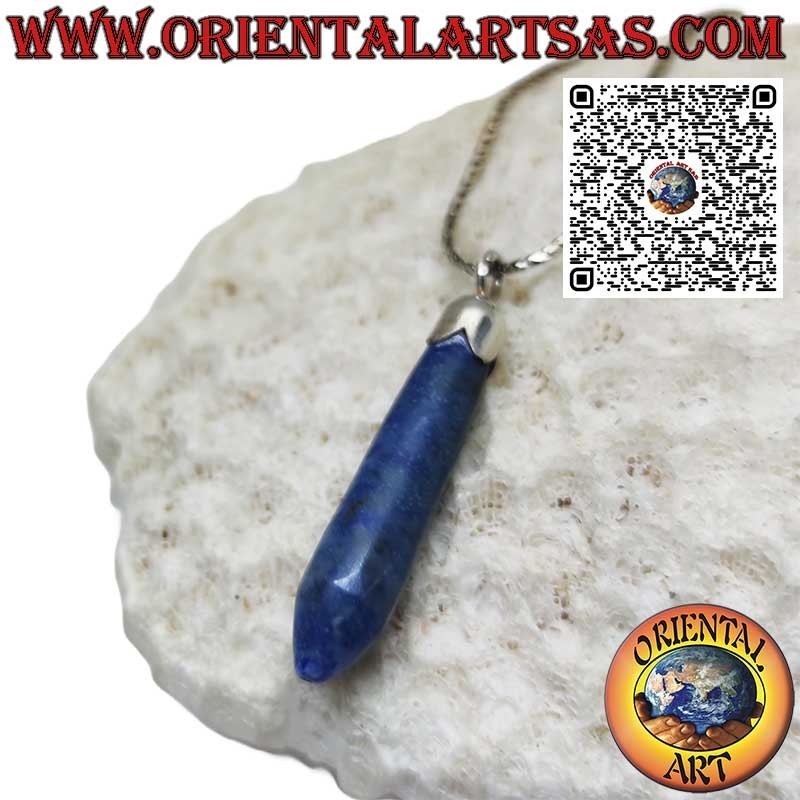 Pendant with pointed natural lapis lazuli and silver cap