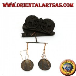 Ancient small scale with hand-inlaid wooden case