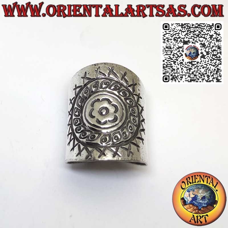 Wide Band Silver 999 Karen Ring | Ethnic Chiselled Jewellery