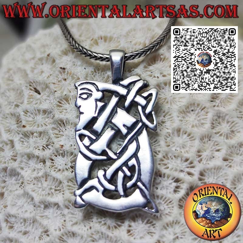 Amuleto colgante de plata con nudo vikingo de Odin