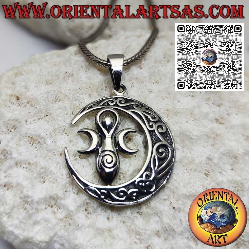 Colgante de plata la diosa Wicca de la madre tierra en la luna celta