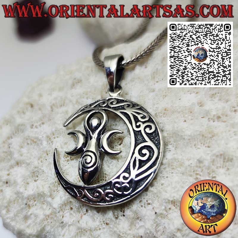 Colgante de plata la diosa Wicca de la madre tierra en la luna celta