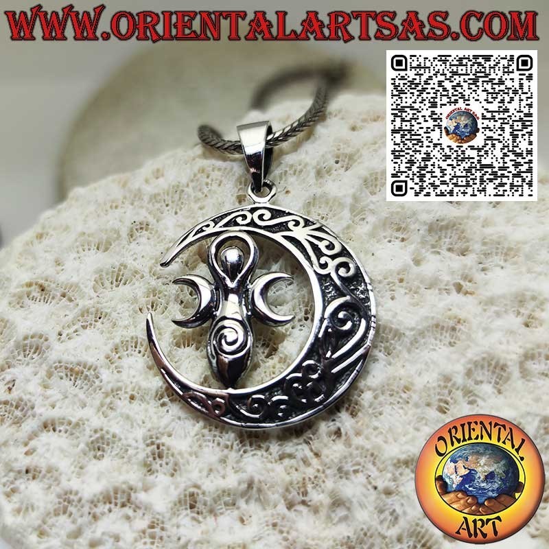 Colgante de plata la diosa Wicca de la madre tierra en la luna celta
