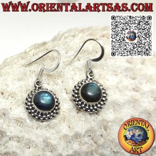 Orecchini in Argento con labradorite naturale tonda contornato da sfere