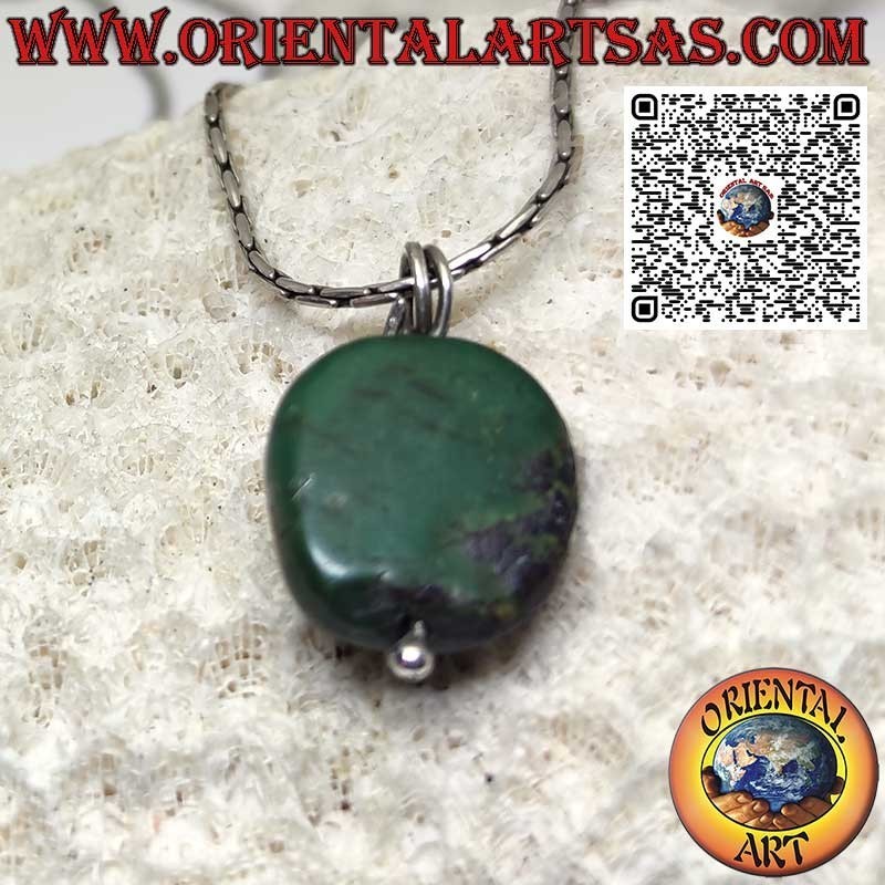 Ciondolo di turchese antico Tibetano con gancio in argento
