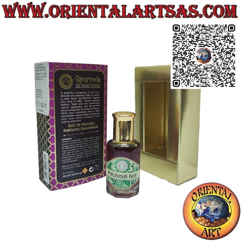 Patchouli noir profumo olio essenziali Ayurvedici in boccetta di vetro