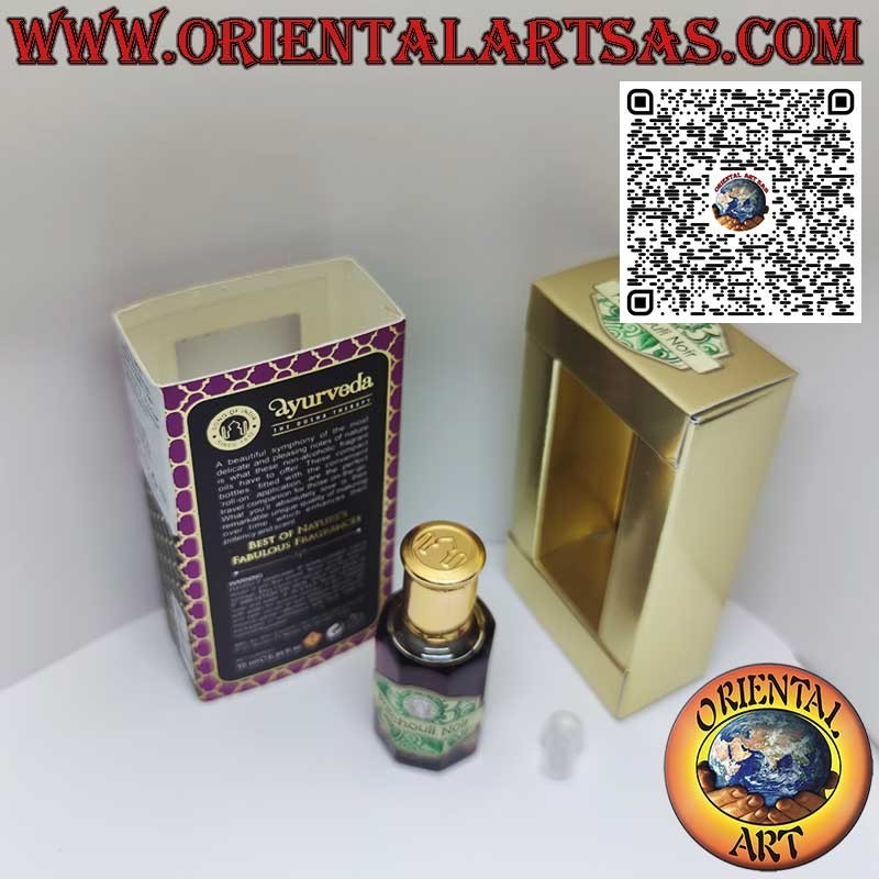 Parfum d'huile essentielle ayurvédique Patchouli noir en bouteille en verre