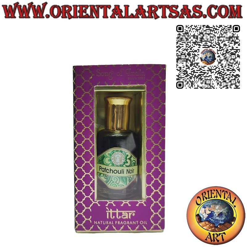 Patchouli noir Ayurvedic essential oil perfume in glass bottle