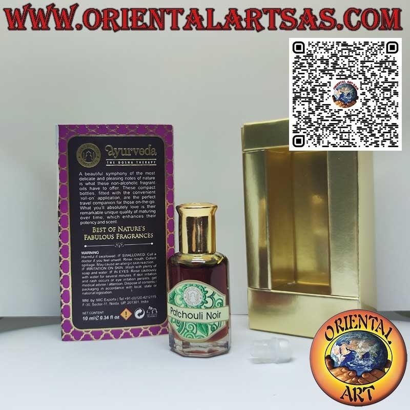Parfum d'huile essentielle ayurvédique Patchouli noir en bouteille en verre