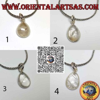 Rutilated quartz (golden quartz) drop pendant with 925 ‰ silver border