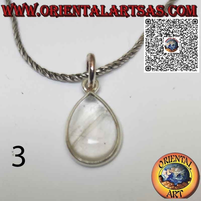 Ciondolo in quarzo rutilato (golden quartz) a goccia con bordo in argento 925 ‰