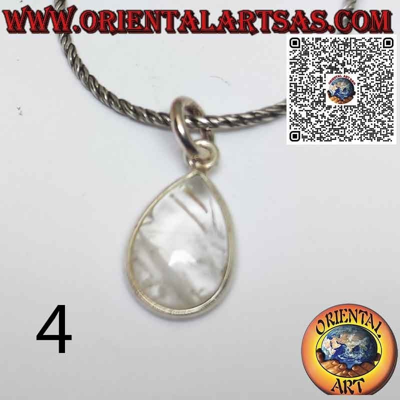 Rutilated quartz (golden quartz) drop pendant with 925 ‰ silver border