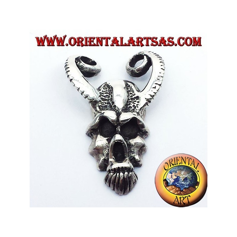 Anhänger Schädel mit Hörnern RAM, Silber