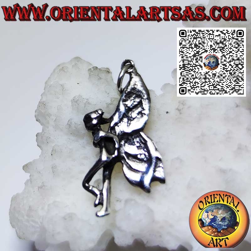 Pendentif en argent massif de la belle fée Clochette, petit