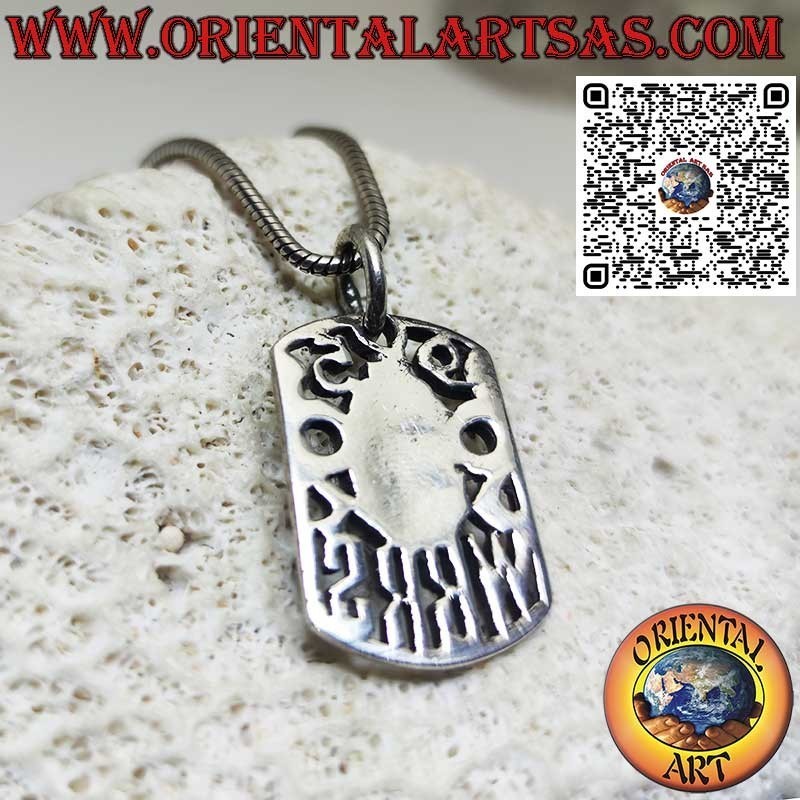 Ciondolo in solido argento teschio su piastra traforata 925  W B R S