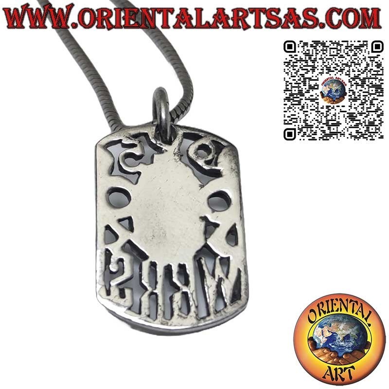 Pendentif tête de mort en argent massif sur plaque ajourée 925 W B R S