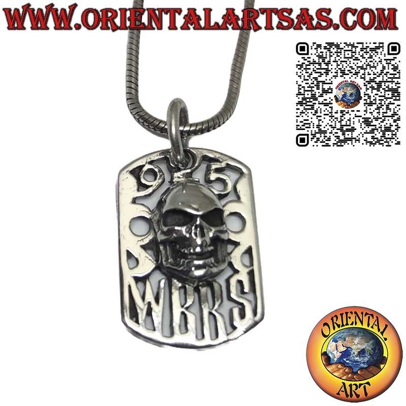 Totenkopf-Anhänger aus massivem Silber auf Lochplatte 925 W B R S
