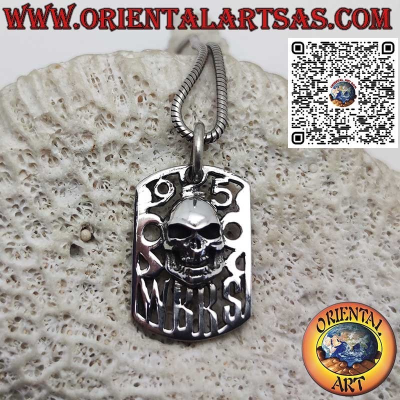Totenkopf-Anhänger aus massivem Silber auf Lochplatte 925 W B R S