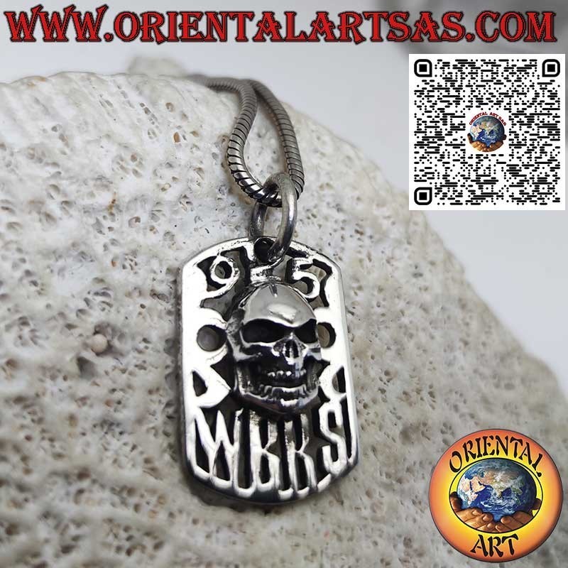 Totenkopf-Anhänger aus massivem Silber auf Lochplatte 925 W B R S