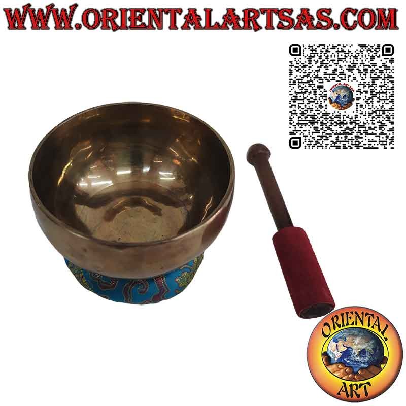 Cuenco tibetano hecho a mano con badajo, 13 cm Ø, 450 g, "RE", 440 Hz