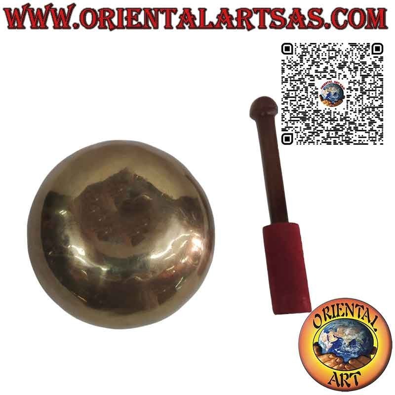 Handmade Tibetan singing bowl with clapper, 13 cm Ø, 450 g, "RE", 440Hz
