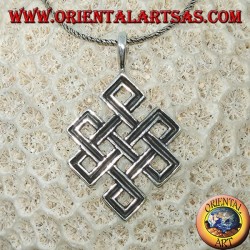 Pendentif noeud sans fin ou en argent tibétain Srivatsa