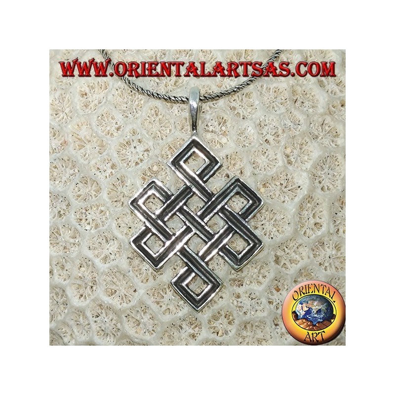 Ciondolo in argento Shrivatsa nodo infinito Tibetano di Buon Auspicio