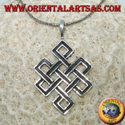 Pendant endless knot or Srivatsa Tibetan silver