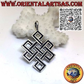 Ciondolo in argento Shrivatsa nodo infinito Tibetano di Buon Auspicio