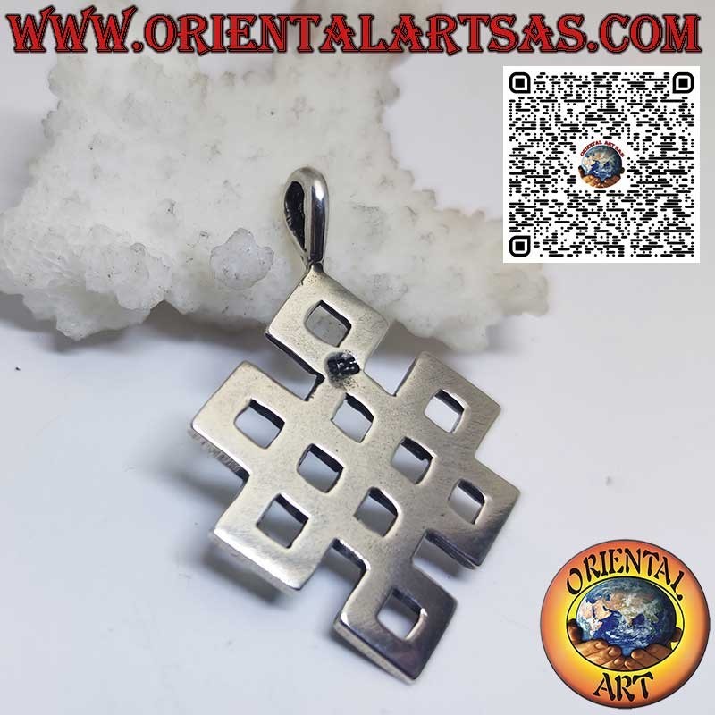 Shrivatsa silver pendant Tibetan infinity knot of good omen