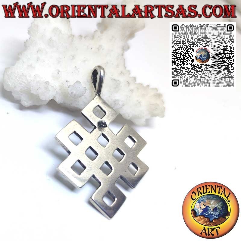 Pendentif en argent Shrivatsa noeud infini tibétain de bon présage