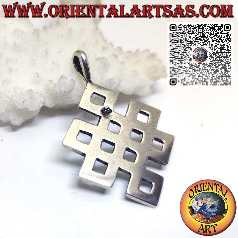 Ciondolo in argento Shrivatsa nodo infinito Tibetano di Buon Auspicio