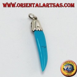 Colgante Cuerno de pasta con turquesa y coral marco de plata