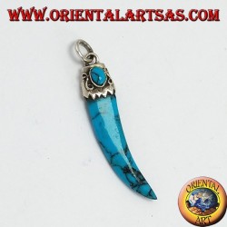 Pendant, turquoise horn with silver frame