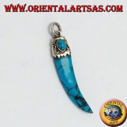 Pendant, la corne pâtes turquoise avec cadre en argent