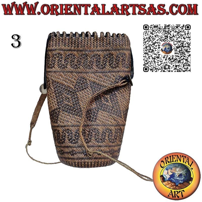 Zaino in rattan intrecciato a mano realizzato dai Dayak Kalimantan Borneo