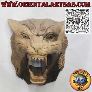 Maschera testa di tigre di legno hibiscus