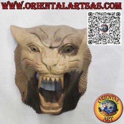 masque de tête de tigre en bois   hibiscus