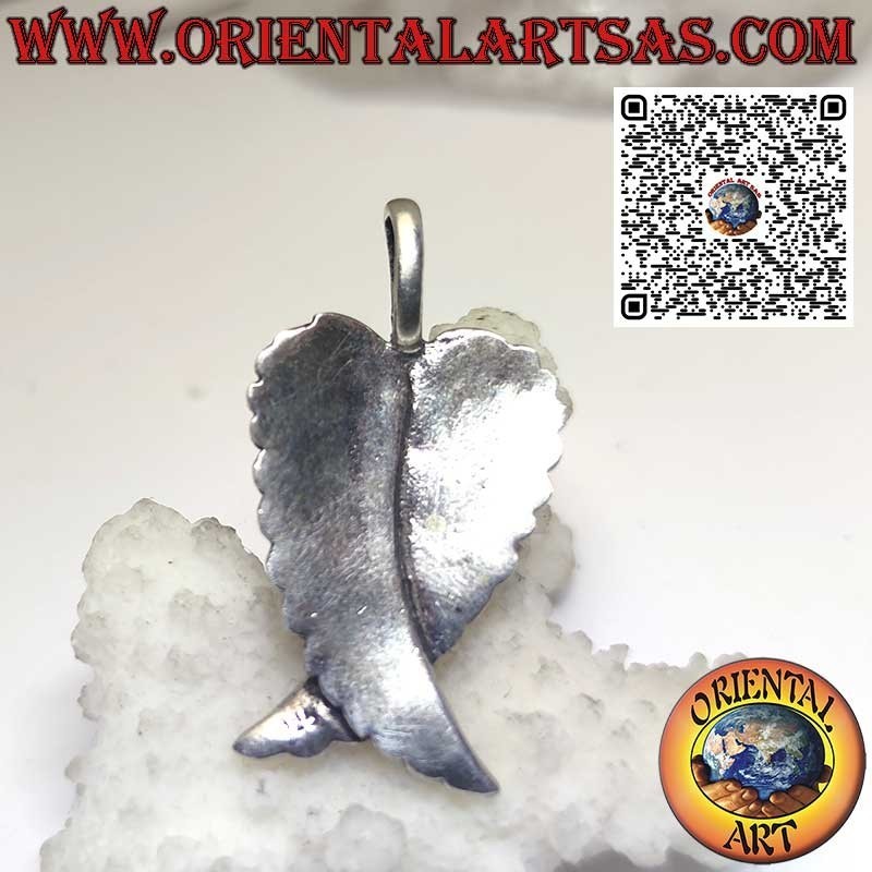 Silver pendant, pair of intersected angel wings