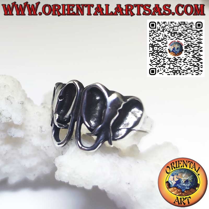 Silberring, Paar Elefantenköpfe