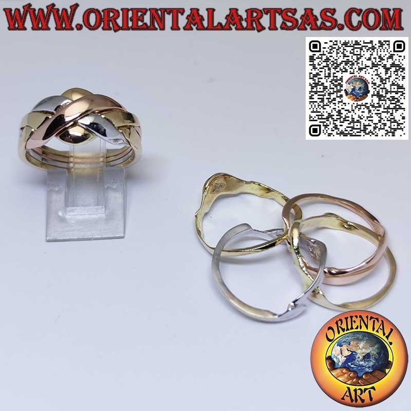 Anello Fede turca realizzata in oro giallo rosa e bianco 18 carati
