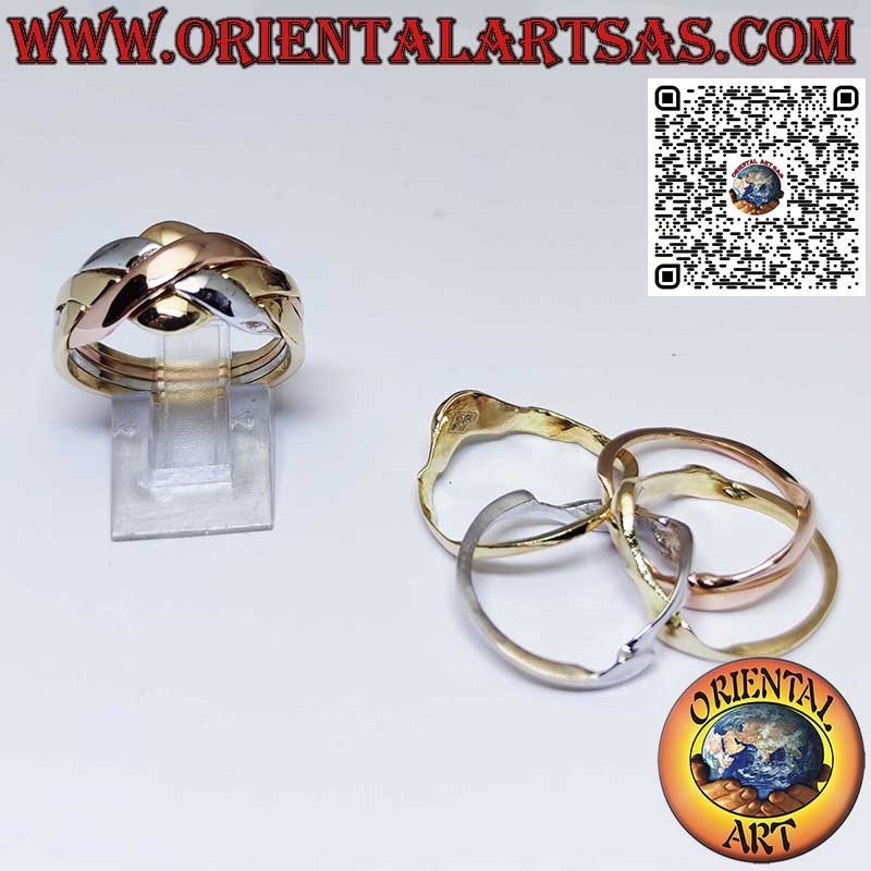 Turkish Faith Ring Made of 18K Yellow, Rose and White Gold