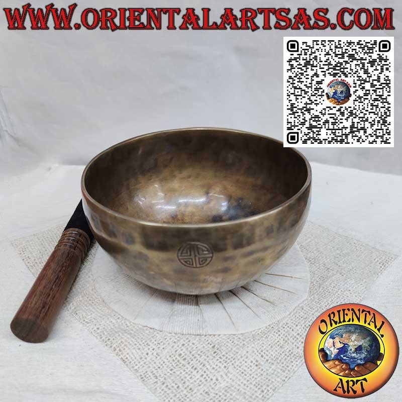 Campana tibetana de luna llena hecha a mano, 17 cm Ø, 888gr., "Si", 233 Hz