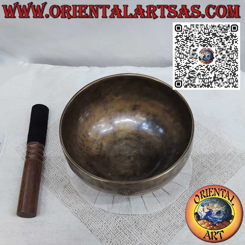 Handgefertigte tibetische Vollmondglocke, 17 cm Ø, 888gr., „Si“, 233 Hz