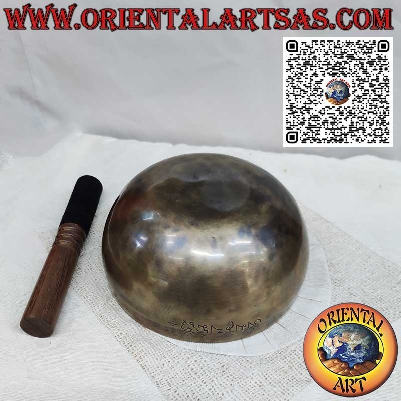 Cloche tibétaine de Pleine Lune faite à la main, 17 cm Ø, 888gr., "Si", 233 Hz