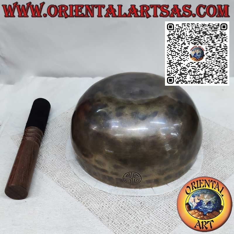 Campana tibetana de luna llena hecha a mano, 17 cm Ø, 888gr., "Si", 233 Hz