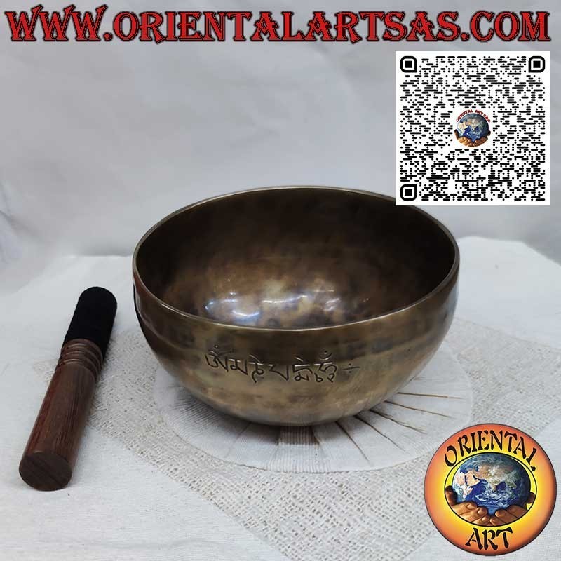 Handgefertigte tibetische Vollmondglocke, 17 cm Ø, 888gr., „Si“, 233 Hz